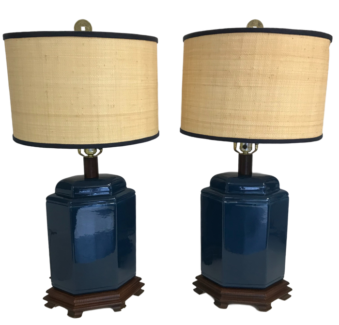 Pair of Oriental Style Ceramic Lamps