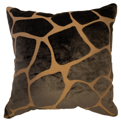 Brown Velvet Giraffe Print Pillow