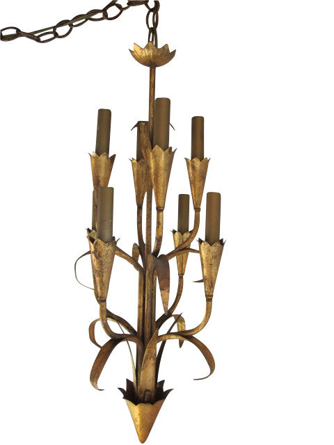 Small Gilded Tole Chandelier