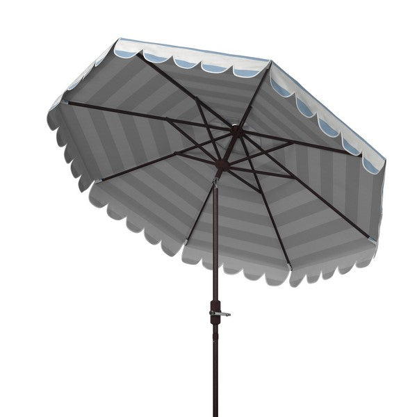 Maui Single Scallop Striped 9ft Crank Push Button Tilt Umbrella