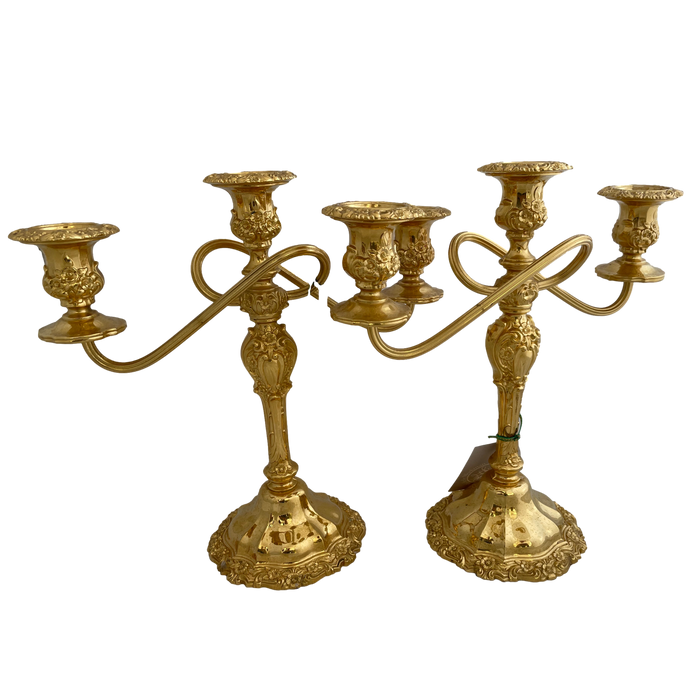Pair of Gold-Plated Candelabra