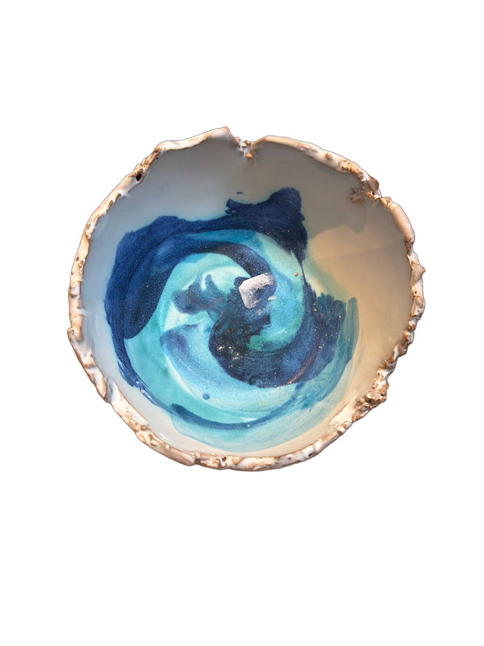Fornaro Italian Ceramic Blue Swirl Dish