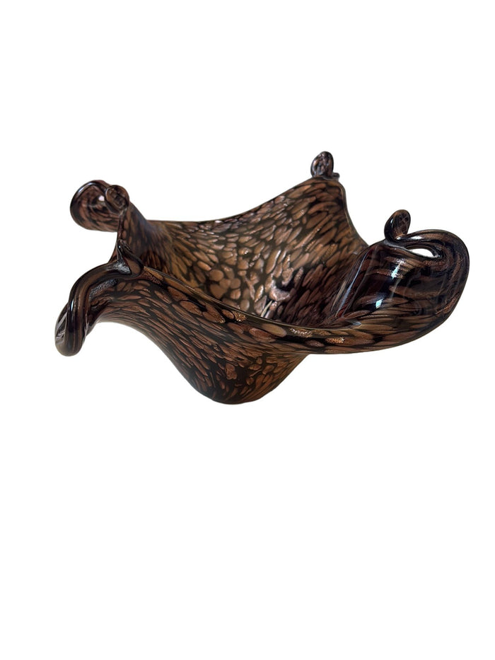 Black & Copper Murano Glass Dish