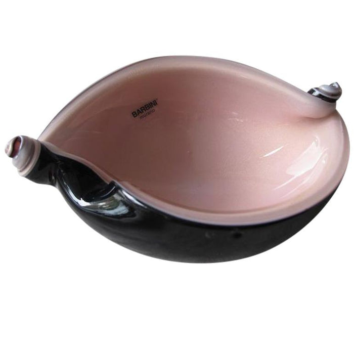 Alfredo Barbini Black & Pink Murano Glass Shell Dish