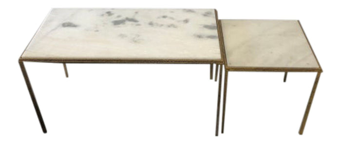 Nested Marble-Top Cocktail Tables - a Pair