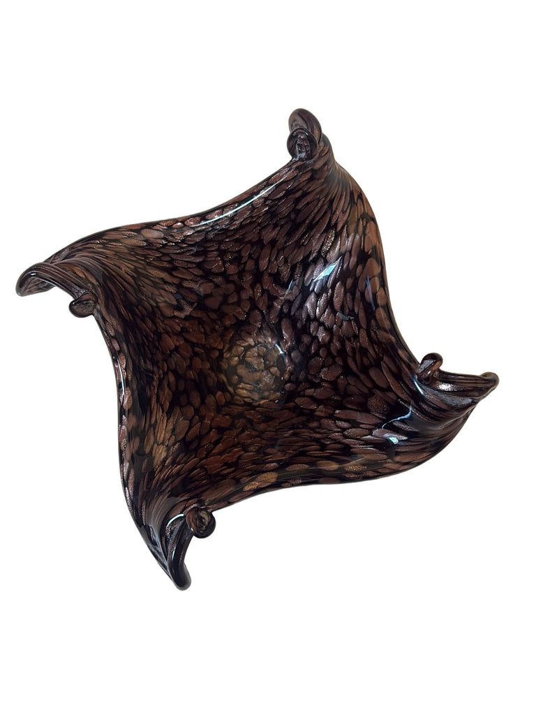 Black & Copper Murano Glass Dish