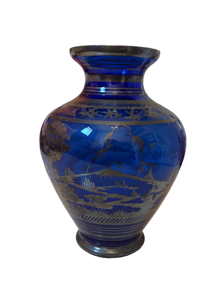Venetian Vase With Silver Overlay Chinoiserie Motif