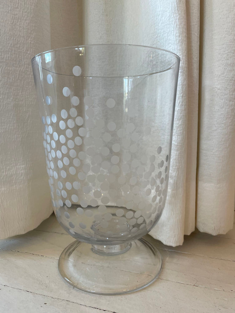 Slender Glass Vase with White Polka Dots