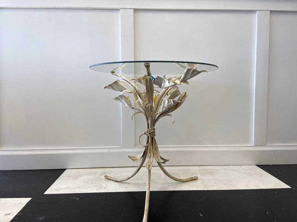 Mid-Century Italian Tole Painted Lily Table