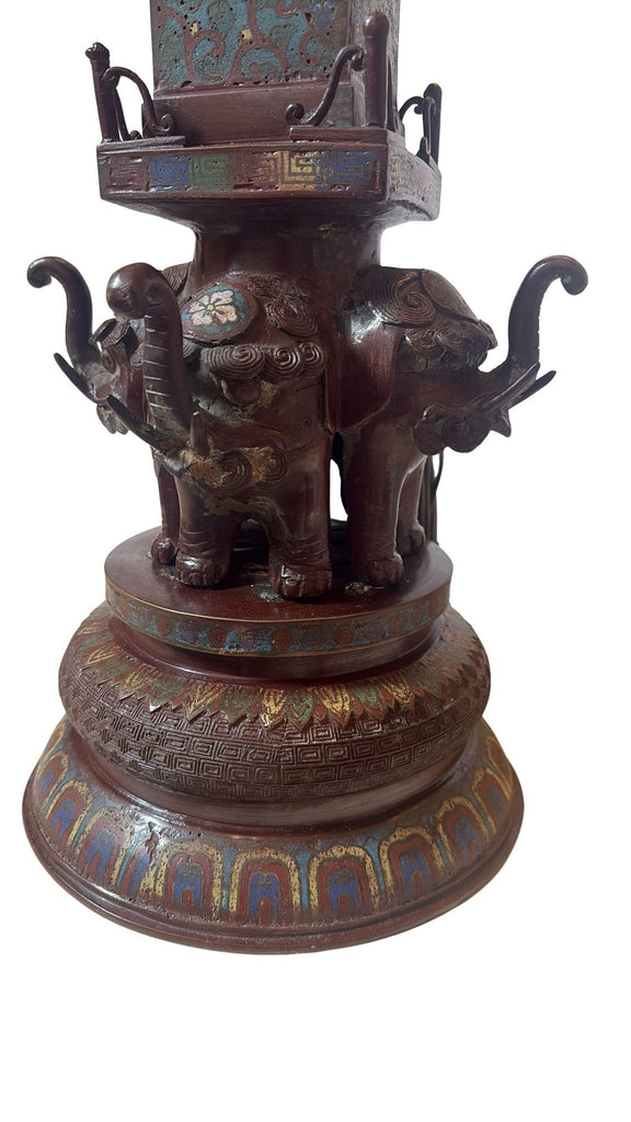 Japanese Bronze Pagoda Lamp