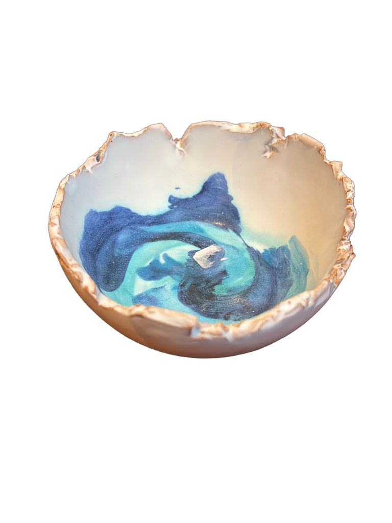 Fornaro Italian Ceramic Blue Swirl Dish