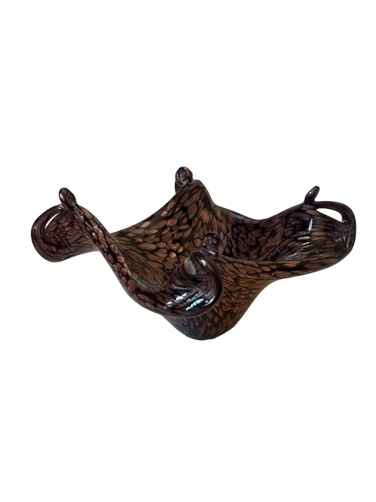 Black & Copper Murano Glass Dish