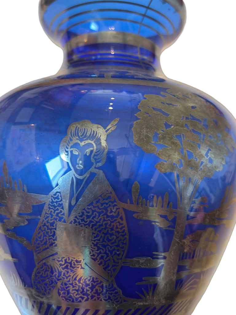 Venetian Vase With Silver Overlay Chinoiserie Motif