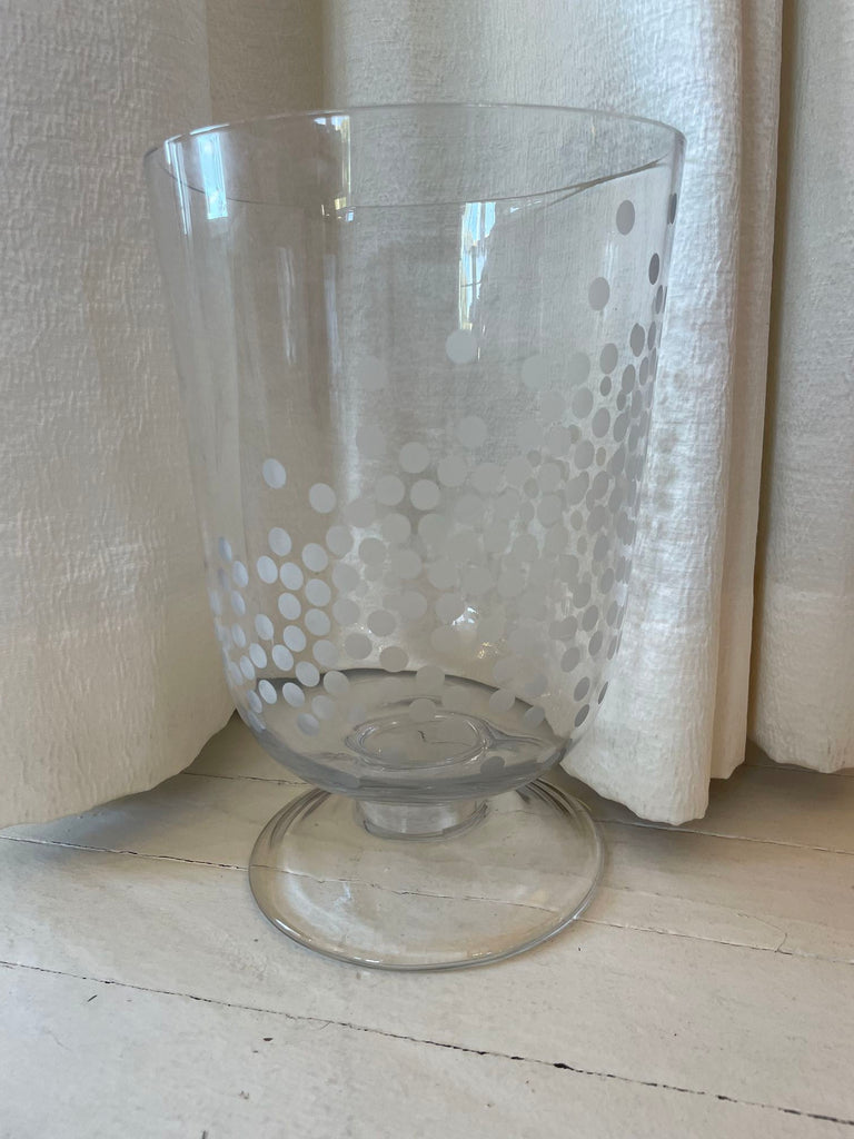 Slender Glass Vase with White Polka Dots