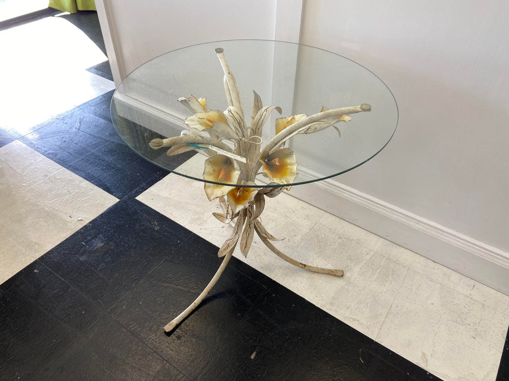 Mid-Century Italian Tole Painted Lily Table