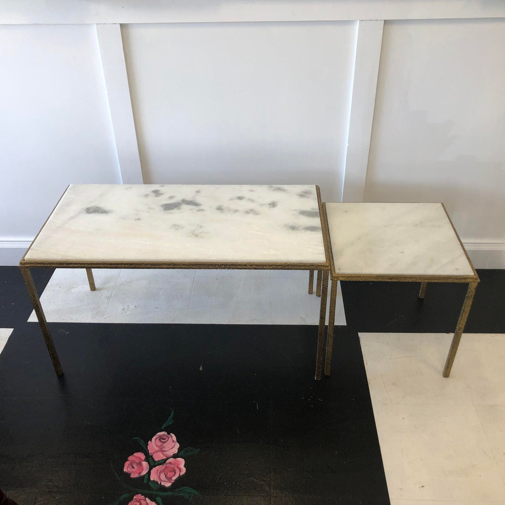 Nested Marble-Top Cocktail Tables - a Pair