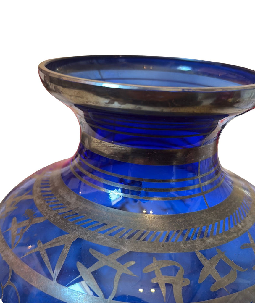 Venetian Vase With Silver Overlay Chinoiserie Motif
