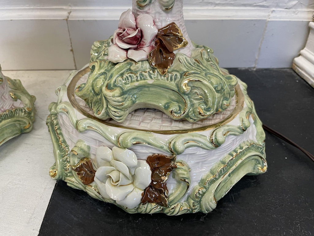 Mid 20th Century Italian Floral Lamps