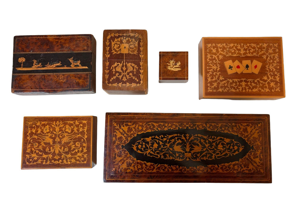 Vintage Italian Inlaid Cherubs Card Box