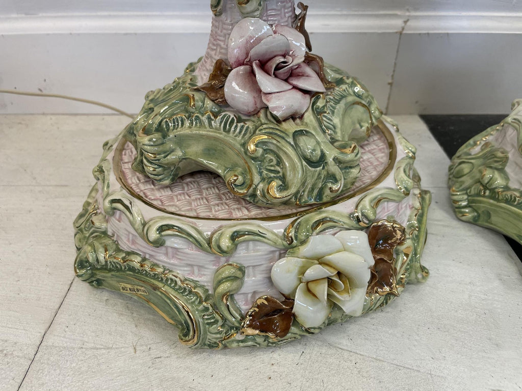 Mid 20th Century Italian Floral Lamps