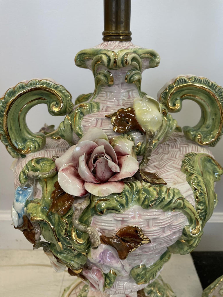 Mid 20th Century Italian Floral Lamps