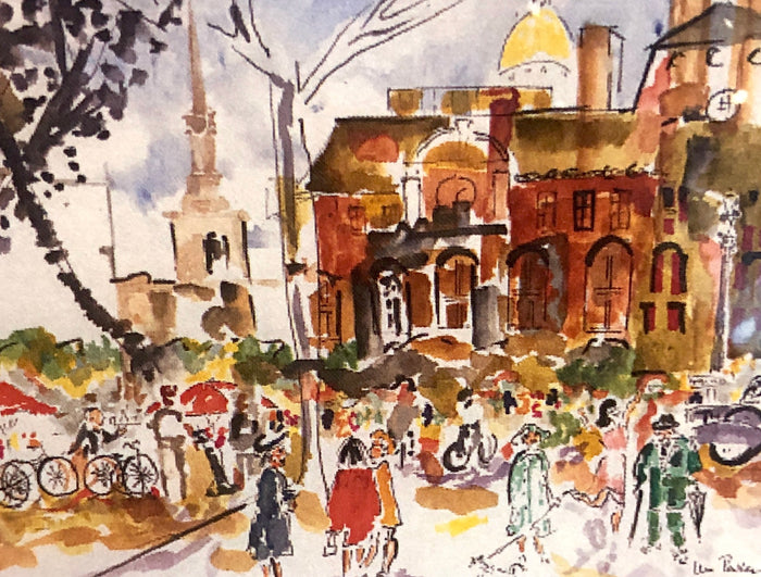 Original Watercolor Painting - Billy Parker - Busy Day on a Street in Paris