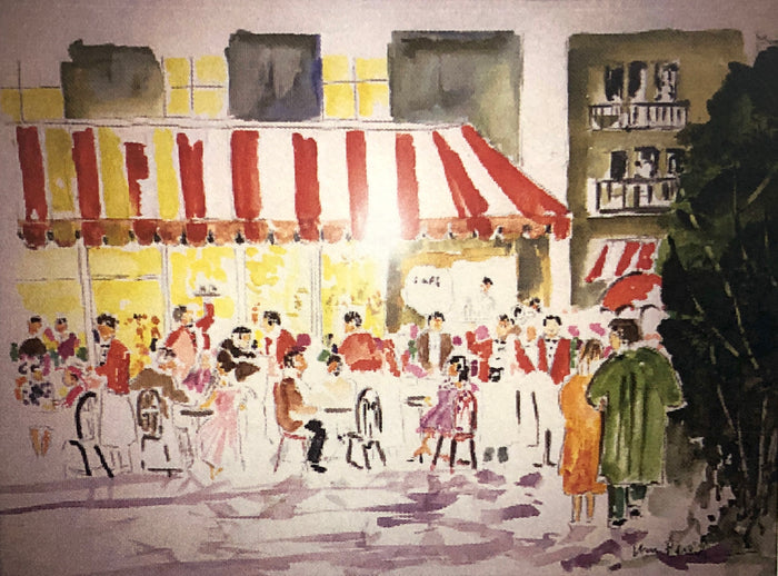 Original Watercolor Painting - Billy Parker - Cafe Along Champe de Elysees