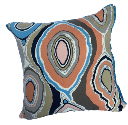 Custom Geode Abstract Pillow with Blue Trim