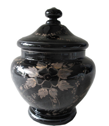Gorgeous black amethyst urn made in Czechoslovakia with silver (likely sterling) metal overlay. Perfect for the vintage collector or an individual looking to achieve that luxurious, high-end look in their home.