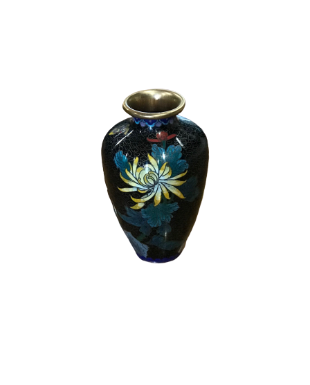 Small, Black Cloisonné Vase