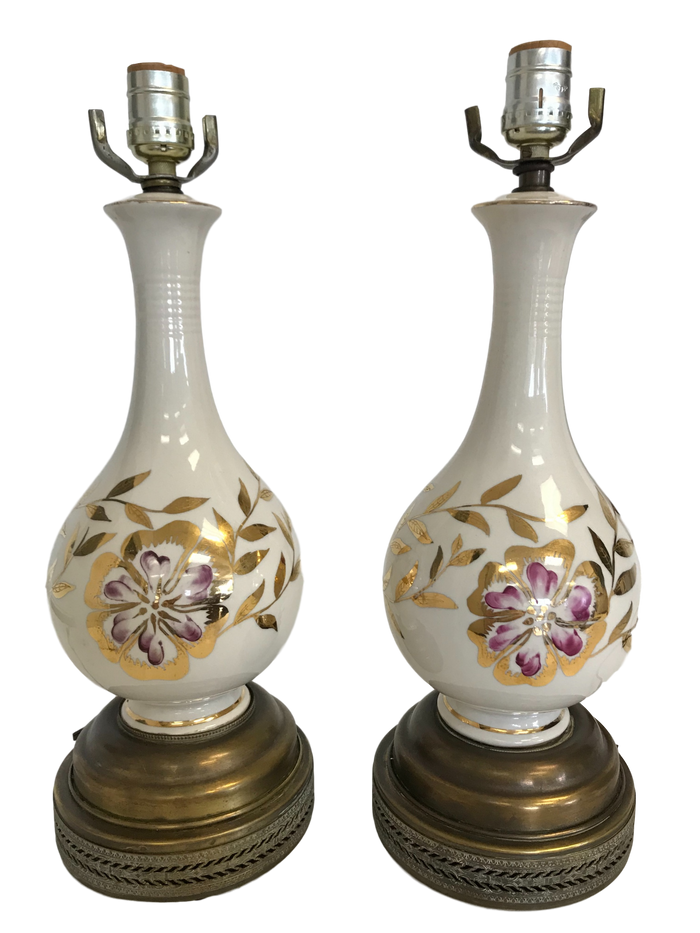 Pair of Mid-Century Gourd Shaped Lamps