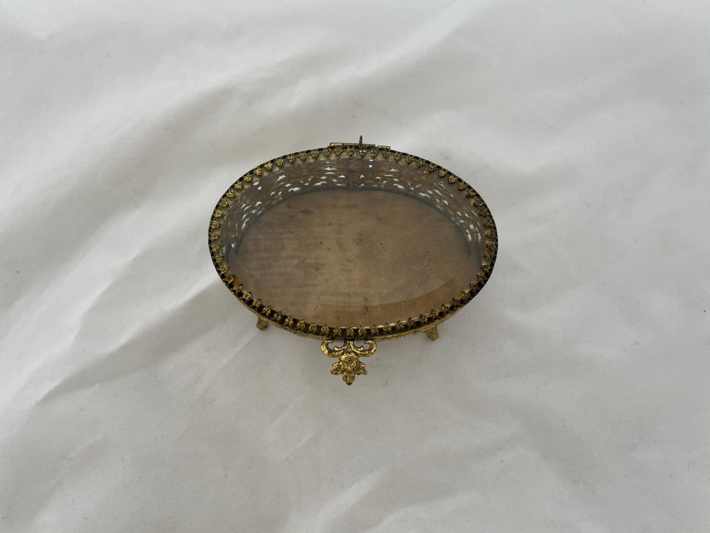 Vintage Footed Gold Tone Jewelry Box