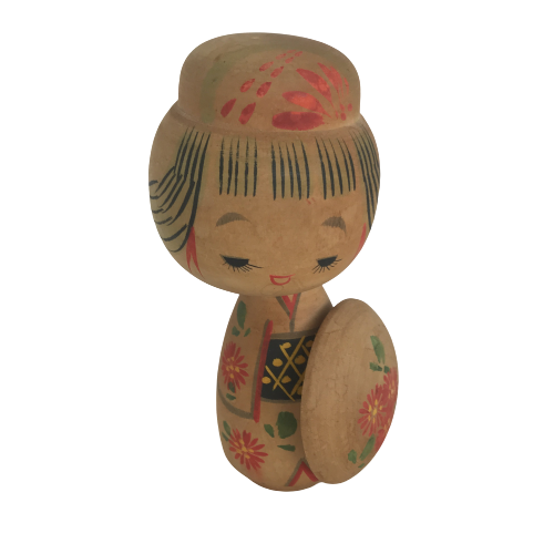 Wooden Japanese Hand-Painted Doll