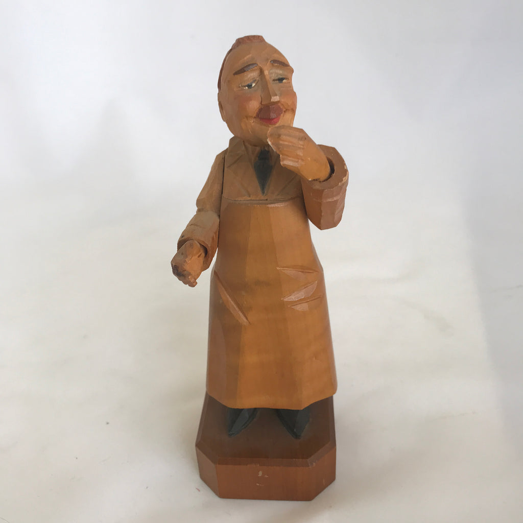 Hand-Carved Wooden Store Clerk