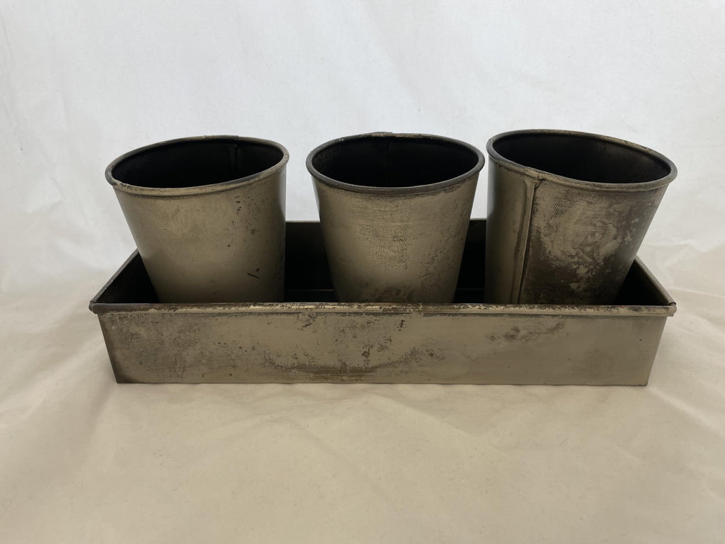 Set of 3 Galvanized Pots