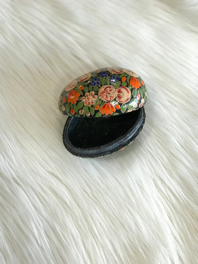 Blue, Green, and Orange Hand-Painted Lacquer Box