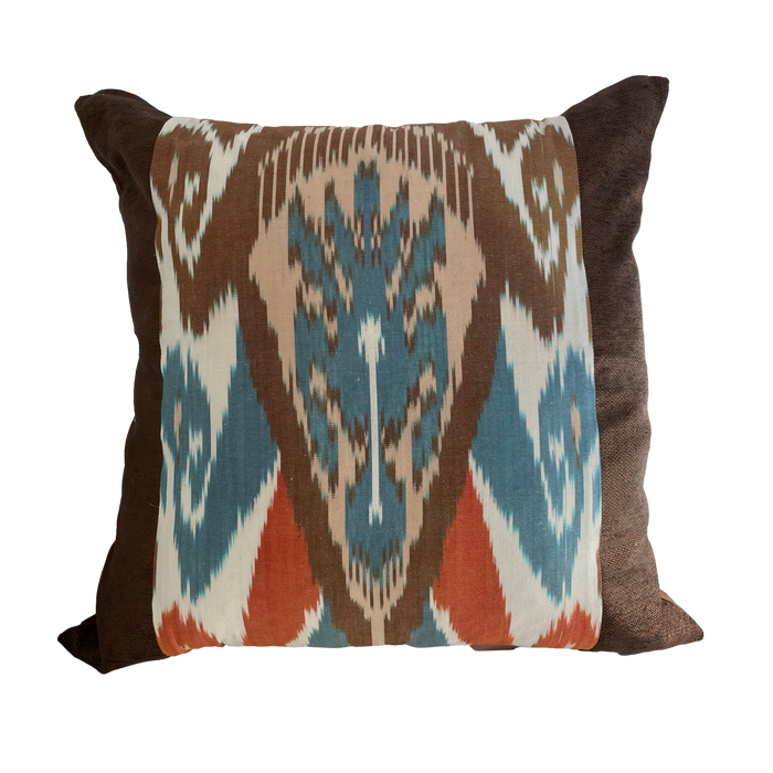Ikat With Brown Pillow Cover