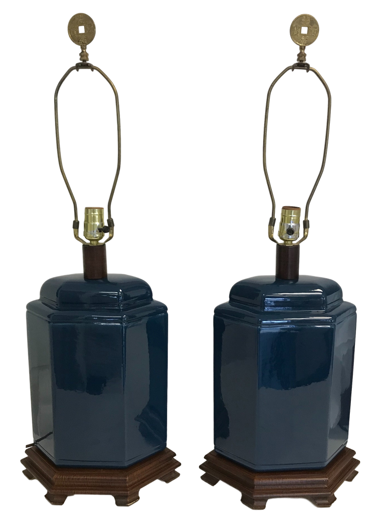 Pair of Oriental Style Ceramic Lamps