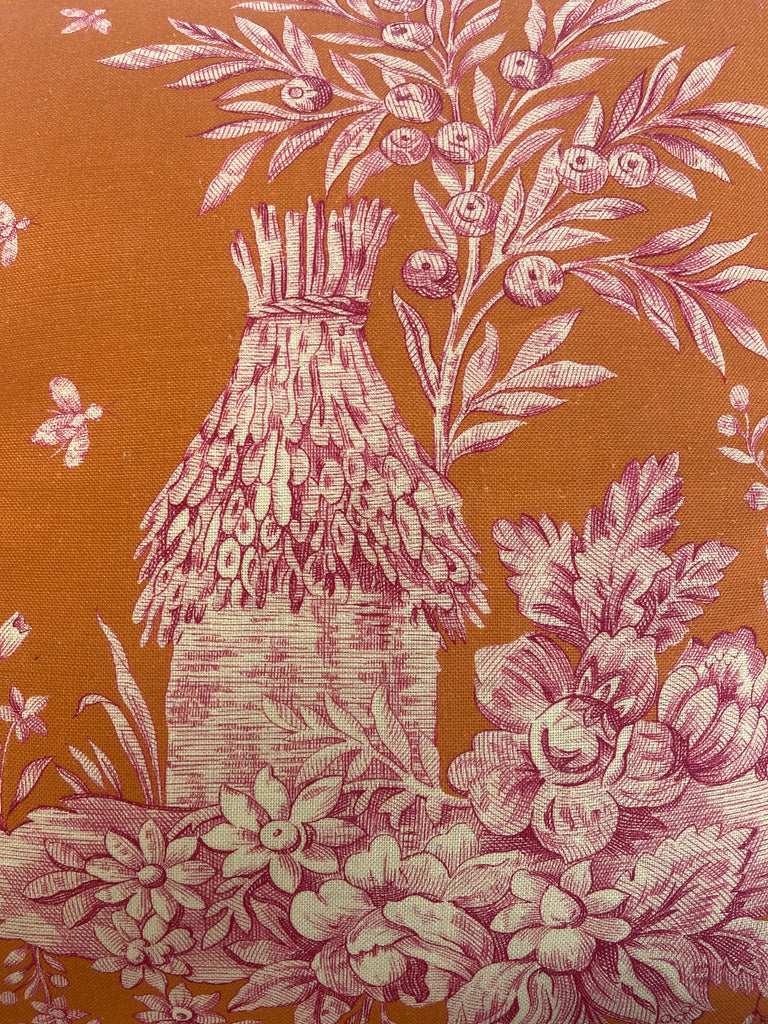 Orange and Pink Toile Pillow Cover