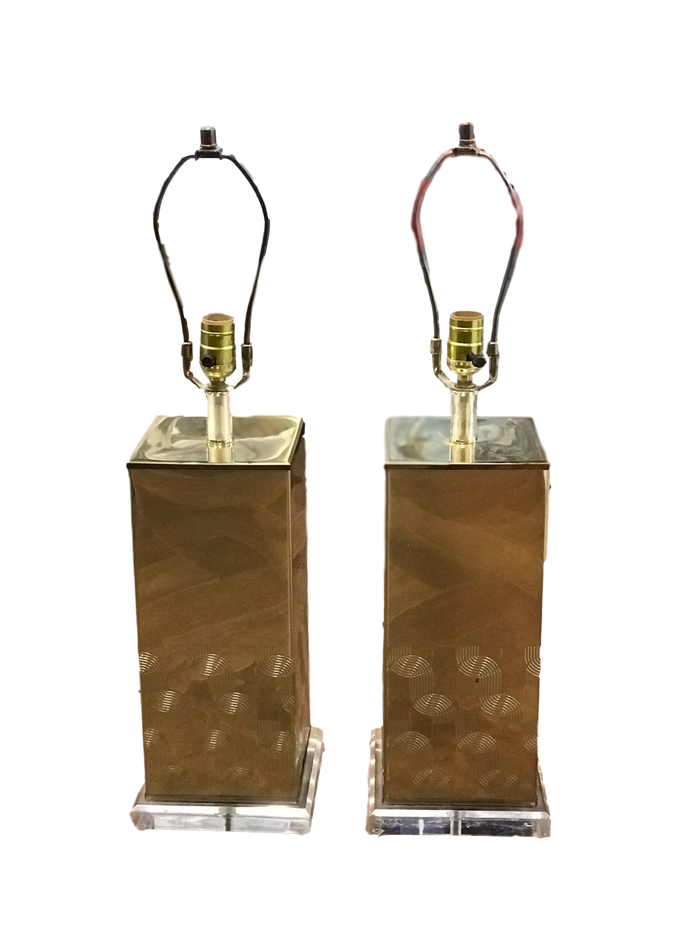 Pair of Squared Brass Lamps