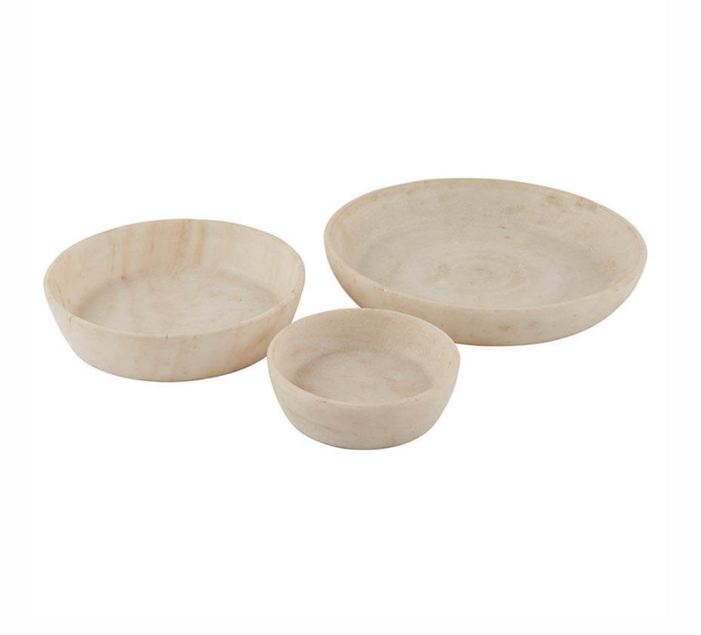 Set of Three Fluted Marble Bowls